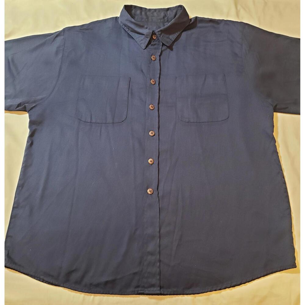 Vtg Jesse James SS Shirt Mens Size 2XL Industrial Workwear Heavyweight Navy GUC